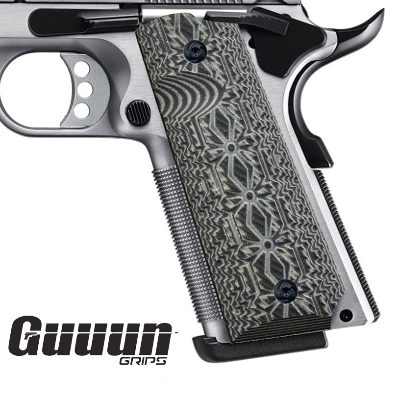 Guuun 1911 Grips G10 Fit Full Size Government and Commander 1911 Medieval Retro Pattern Texture H1 FG - Guuun Grips
